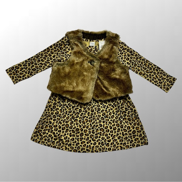 NWT, Old Navy Leopard Dress with Faux Fur Vest / Size: 18-24 Months - Picture 5 of 7